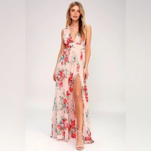 Lulu’s Blush Floral Maxi Dress